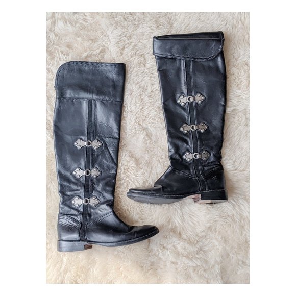 FRYE Leather Black Knee High Boots - Picture 1 of 4